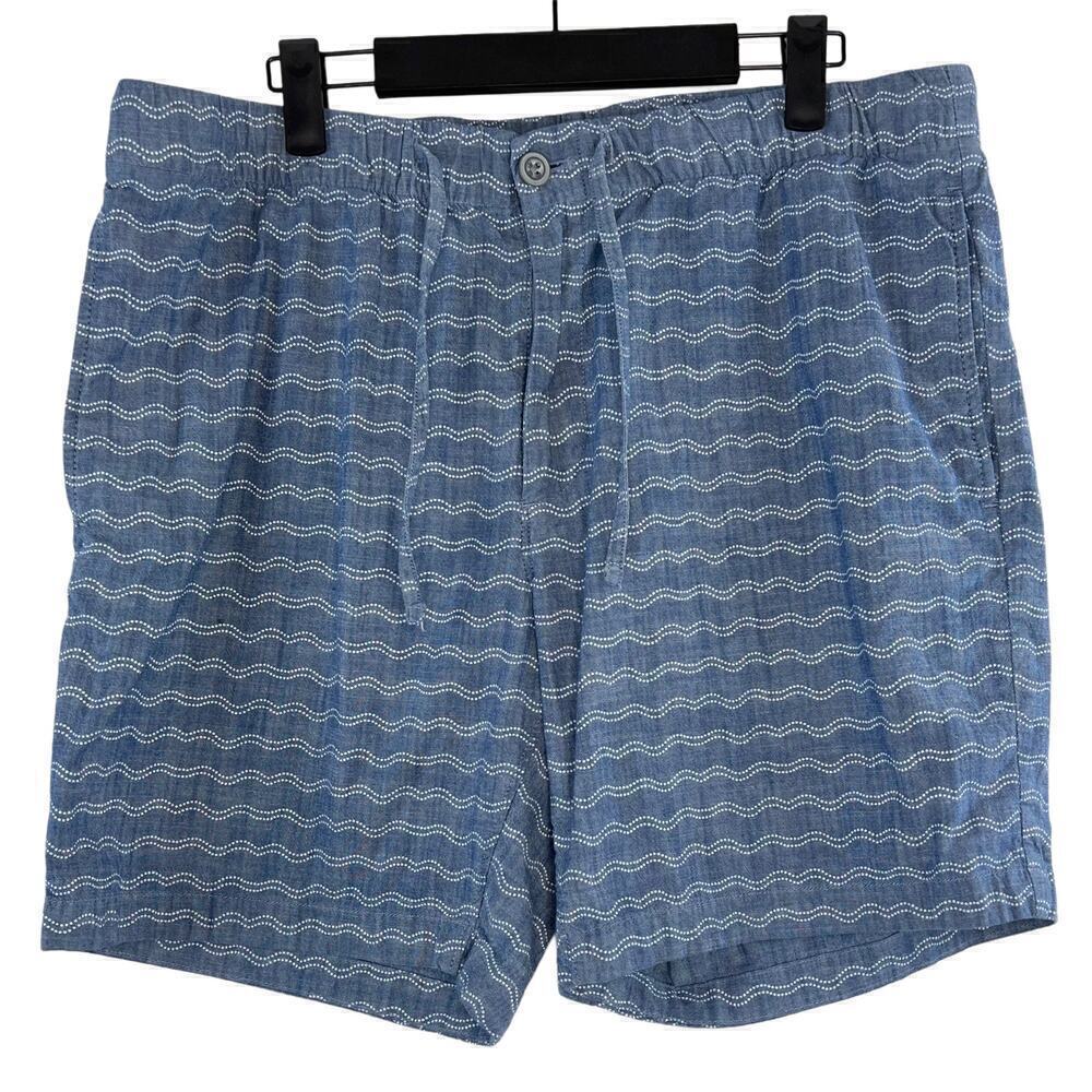 Bonobos Men's Shorts Size 35 Blue Chambray Elastic Waist 7" Casual Resortwear